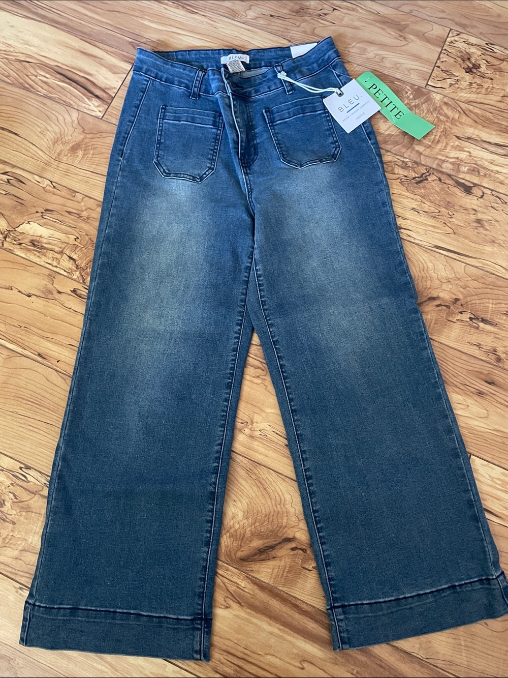 BLUE Women's Petite Wide-Leg Medium Blue Jeans